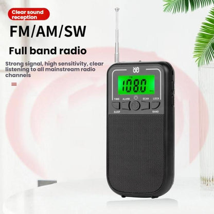Portable FM/AM/SW Multi-Band High-Sensitivity Clock-Controlled Radio Player, Specification: For EU(White) - Radio Player by buy2fix | Online Shopping UK | buy2fix