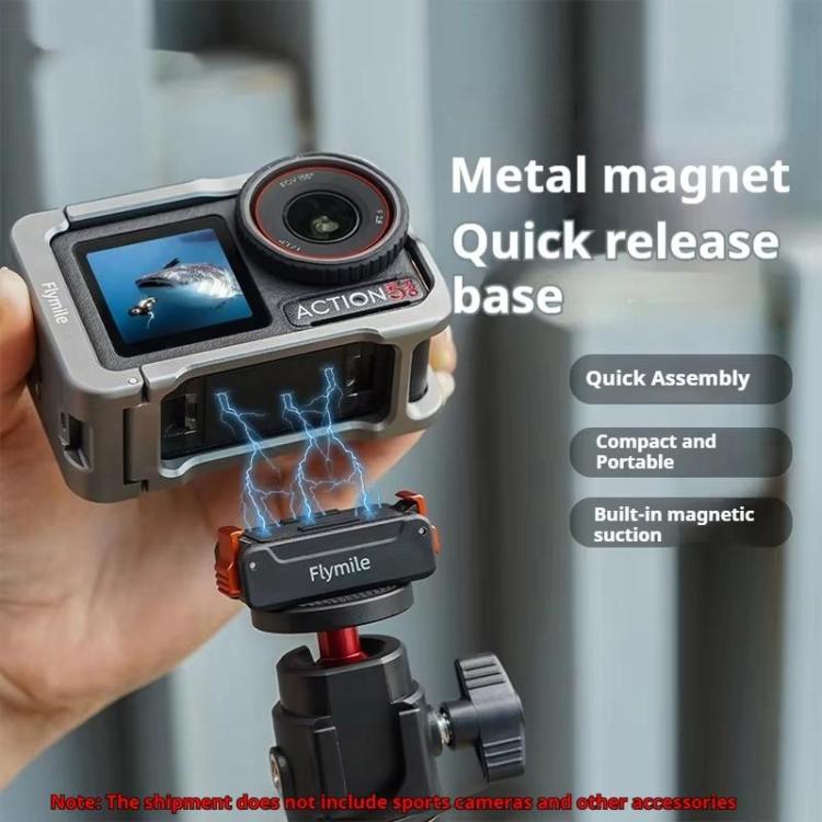 For DJI Osmo Action 5 Pro /4/3 Flymile Magnetic Quick Release Base With 1/4-inch Screw & 2-claw Interface(Black) - Mount & Holder by Flymile | Online Shopping UK | buy2fix