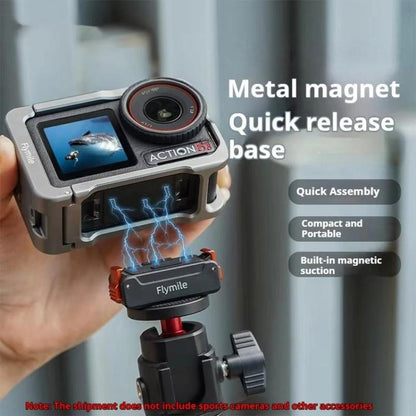 For DJI Osmo Action 5 Pro /4/3 Flymile Magnetic Quick Release Base With 1/4-inch Screw & 2-claw Interface(Black) - Mount & Holder by Flymile | Online Shopping UK | buy2fix