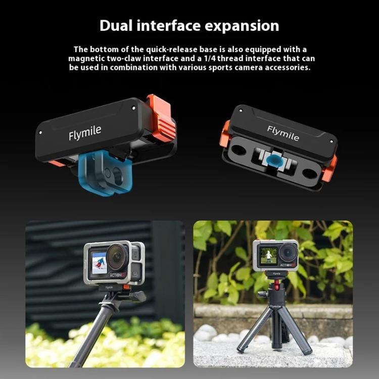 For DJI Osmo Action 5 Pro /4/3 Flymile Magnetic Quick Release Base With 1/4-inch Screw & 2-claw Interface(Black) - Mount & Holder by Flymile | Online Shopping UK | buy2fix