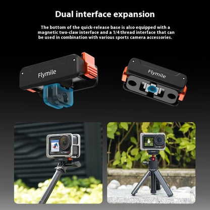 For DJI Osmo Action 5 Pro /4/3 Flymile Magnetic Quick Release Base With 1/4-inch Screw & 2-claw Interface(Black) - Mount & Holder by Flymile | Online Shopping UK | buy2fix
