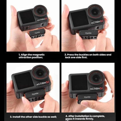 For DJI Osmo Action 5 Pro /4/3 Flymile Magnetic Quick Release Base With 1/4-inch Screw & 2-claw Interface(Black) - Mount & Holder by Flymile | Online Shopping UK | buy2fix
