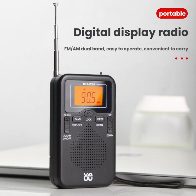 Portable FM/AM Clock-Controlled Stereo Pocket Radio Player, Size: For EU(Black) - Radio Player by buy2fix | Online Shopping UK | buy2fix