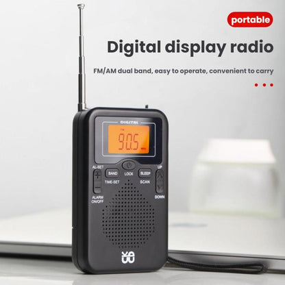 Portable FM/AM Clock-Controlled Stereo Pocket Radio Player, Size: For EU(Black) - Radio Player by buy2fix | Online Shopping UK | buy2fix