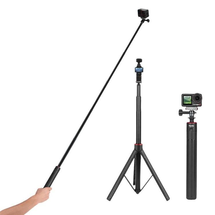 Flymile 1.6m Extendable Selfie Stick Tripod For Action Cameras One-Button Quick Setup Monopod With Wide-Angle View - Extendable Pole by Flymile | Online Shopping UK | buy2fix