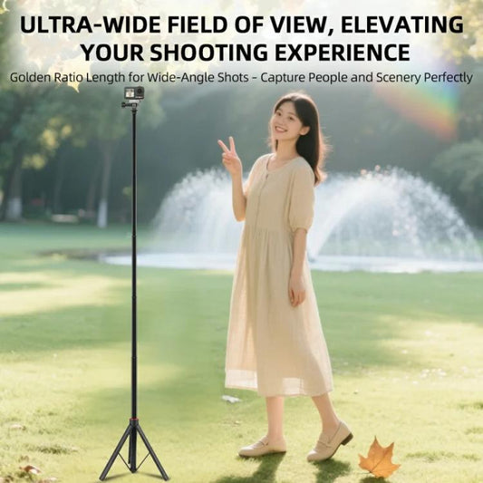 Flymile 1.4m Extendable Selfie Stick Tripod For Action Cameras One-Button Quick Setup Monopod With Wide-Angle View - Extendable Pole by Flymile | Online Shopping UK | buy2fix