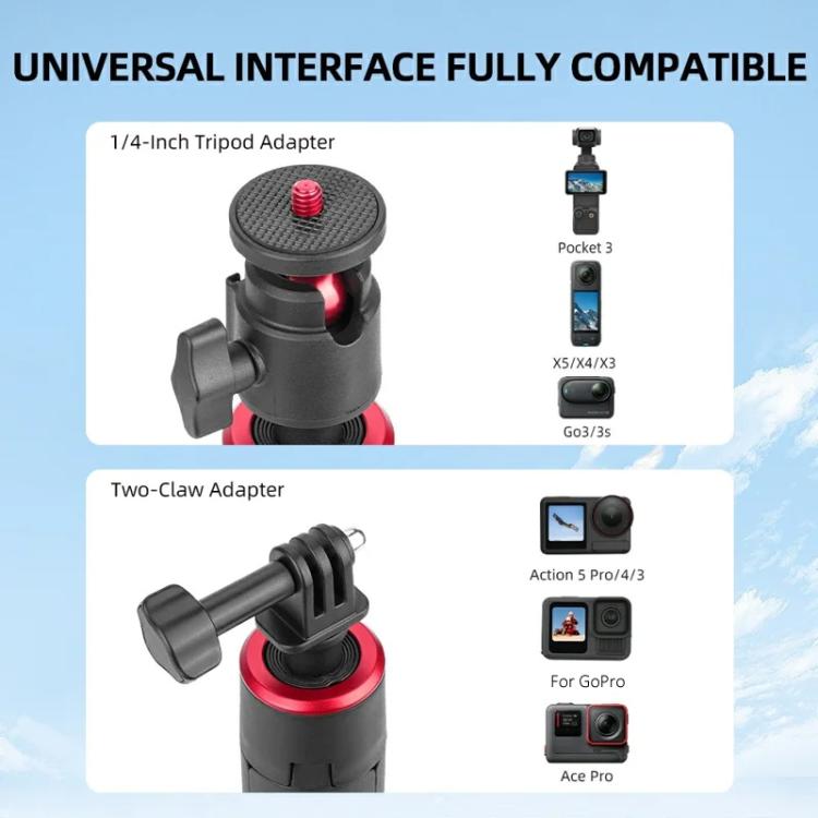 Flymile 1.4m Extendable Selfie Stick Tripod For Action Cameras One-Button Quick Setup Monopod With Wide-Angle View - Extendable Pole by Flymile | Online Shopping UK | buy2fix