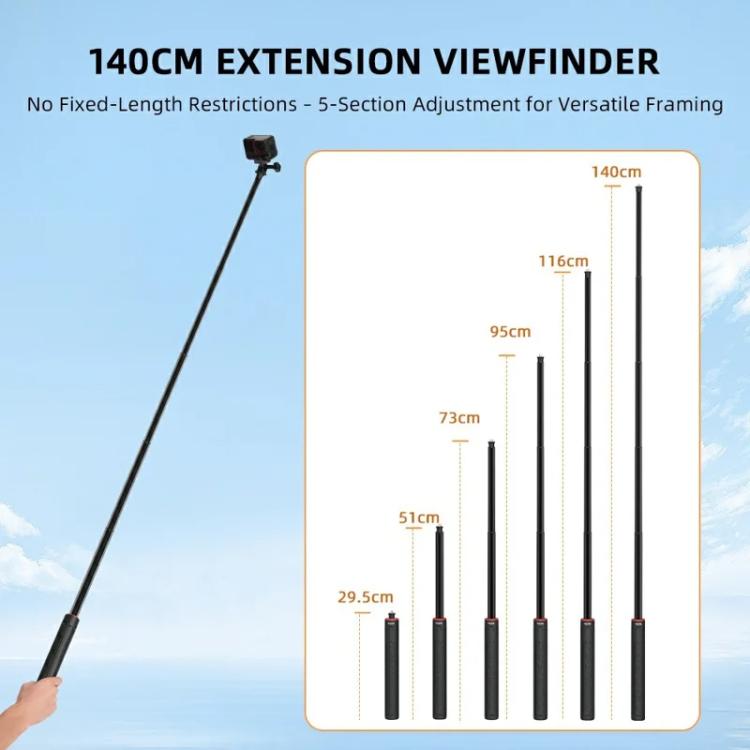 Flymile 1.4m Extendable Selfie Stick Tripod For Action Cameras One-Button Quick Setup Monopod With Wide-Angle View - Extendable Pole by Flymile | Online Shopping UK | buy2fix