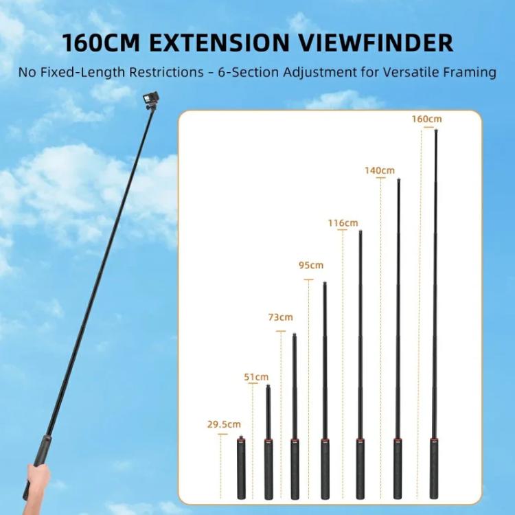 Flymile 1.6m Extendable Selfie Stick Tripod For Action Cameras One-Button Quick Setup Monopod With Wide-Angle View - Extendable Pole by Flymile | Online Shopping UK | buy2fix
