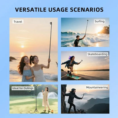 Flymile 1.4m Extendable Selfie Stick Tripod For Action Cameras One-Button Quick Setup Monopod With Wide-Angle View - Extendable Pole by Flymile | Online Shopping UK | buy2fix