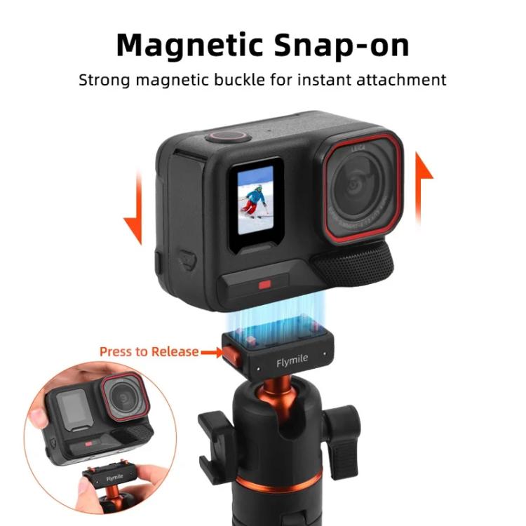 Flymile 20-54cm Magnetic Quick-Release Tripod for Insta360 Ace Pro 2/X5/X4/X3/X2/Ace Pro/Ace(Black) - Self Monopod Grip by Flymile | Online Shopping UK | buy2fix