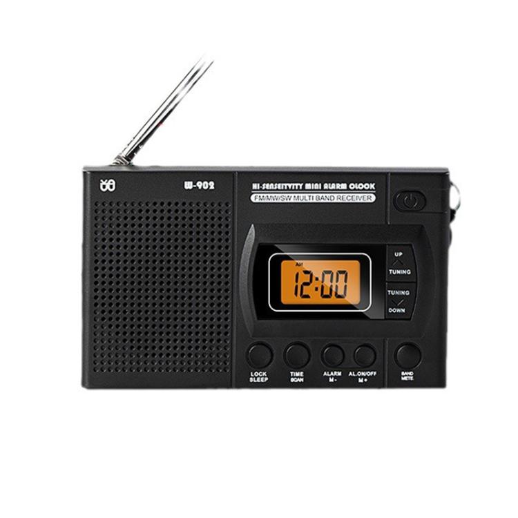 FM/AM/SW Full-Band Portable Clock LCD Clock Control Radio Player, Specifications: For US(Black) - Radio Player by buy2fix | Online Shopping UK | buy2fix