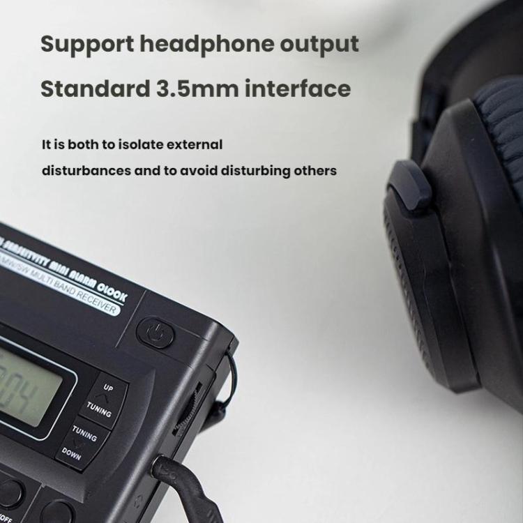 FM/AM/SW Full-Band Portable Clock LCD Clock Control Radio Player, Specifications: For EU(Black) - Radio Player by buy2fix | Online Shopping UK | buy2fix