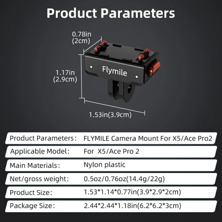 Flymile Plastic Magnetic Quick-Release Base For Insta360 Ace Pro 2/X5/X4/X3/X2/Ace Pro/Ace(Black) - Mount & Holder by Flymile | Online Shopping UK | buy2fix