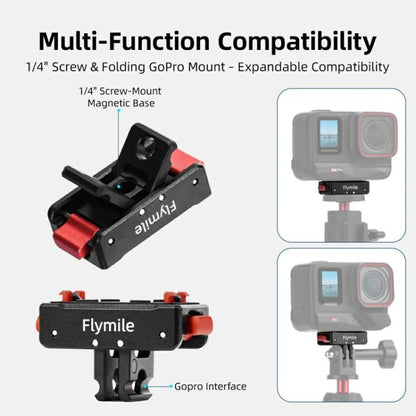Flymile Magnetic Quick-Release Base 1/4 Inch Thread Foldable Extension Kit for Insta360 Ace Pro 2/Ace Pro/Ace/X5/X4/X3/X2(Black) - Mount & Holder by Flymile | Online Shopping UK | buy2fix