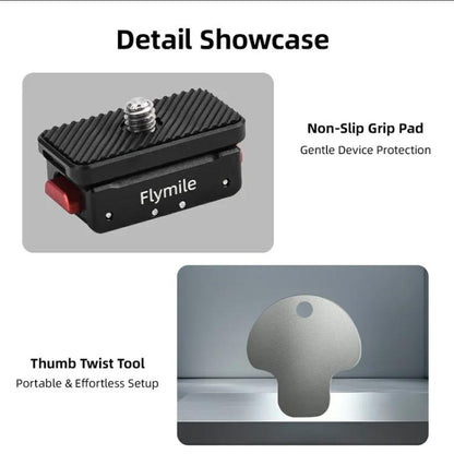 Flymile Magnetic Quick-Release Base 1/4 Inch Thread Foldable Extension Kit for Insta360 Ace Pro 2/Ace Pro/Ace/X5/X4/X3/X2(Black) - Mount & Holder by Flymile | Online Shopping UK | buy2fix