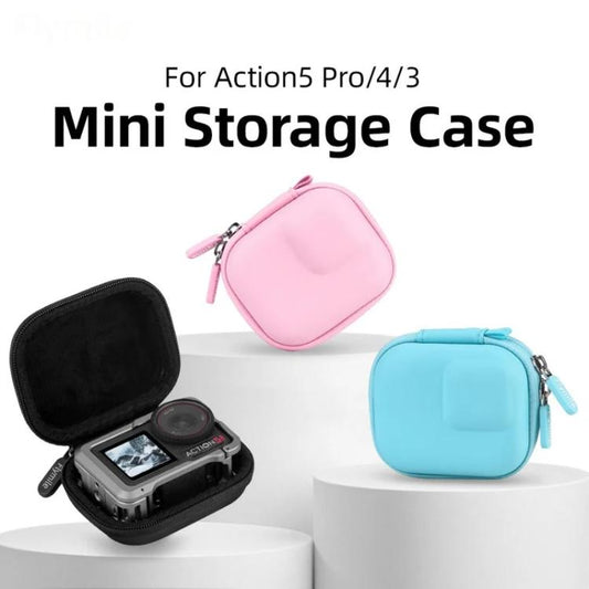 Flymile PU Mini Camera Case with Carabiner For Caged DJI Action 3/4/5 Pro/Insta360 Ace Pro 2/1/GoPro(Blue) - Case & Bags by Flymile | Online Shopping UK | buy2fix