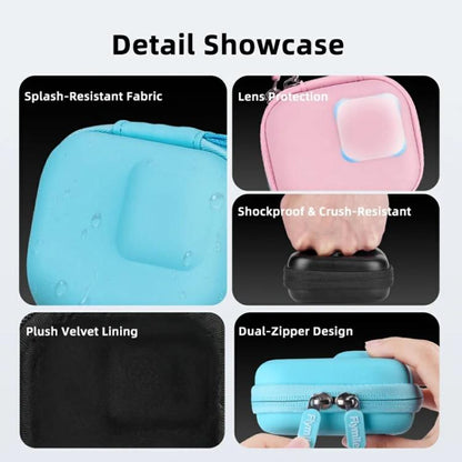 Flymile PU Mini Camera Case with Carabiner For Caged DJI Action 3/4/5 Pro/Insta360 Ace Pro 2/1/GoPro(Blue) - Case & Bags by Flymile | Online Shopping UK | buy2fix