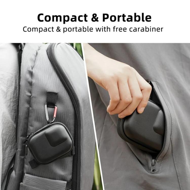 Flymile PU Mini Camera Case with Carabiner For Caged DJI Action 3/4/5 Pro/Insta360 Ace Pro 2/1/GoPro(Black) - Case & Bags by Flymile | Online Shopping UK | buy2fix