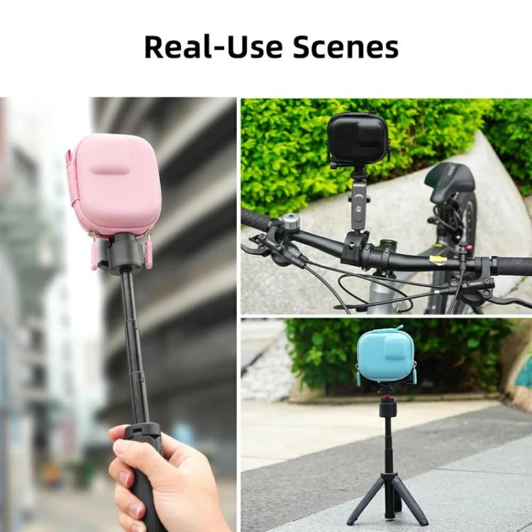 Flymile PU Mini Camera Case with Carabiner For Caged DJI Action 3/4/5 Pro/Insta360 Ace Pro 2/1/GoPro(Pink) - Case & Bags by Flymile | Online Shopping UK | buy2fix