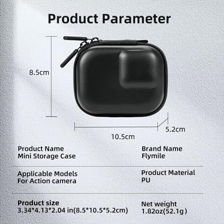 Flymile PU Mini Camera Case with Carabiner For Caged DJI Action 3/4/5 Pro/Insta360 Ace Pro 2/1/GoPro(Blue) - Case & Bags by Flymile | Online Shopping UK | buy2fix