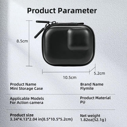 Flymile PU Mini Camera Case with Carabiner For Caged DJI Action 3/4/5 Pro/Insta360 Ace Pro 2/1/GoPro(Blue) - Case & Bags by Flymile | Online Shopping UK | buy2fix