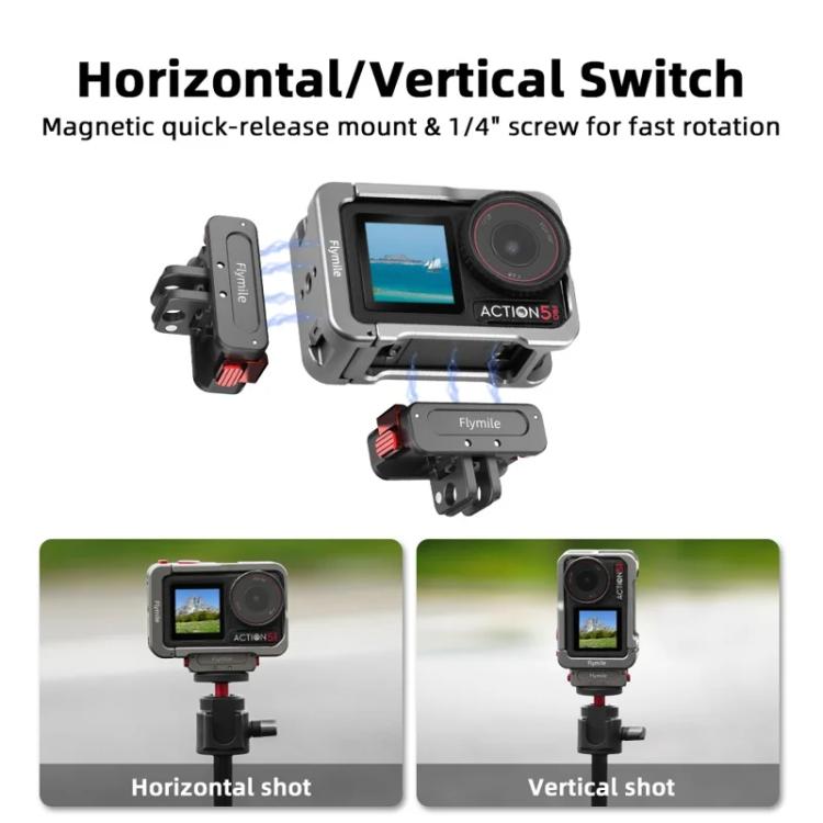 For DJI Osmo Action 5 Pro/4/3 Flymile Metal Protective Cage with Cold Shoe Mount(Metal Color) - Protection Frame by Flymile | Online Shopping UK | buy2fix