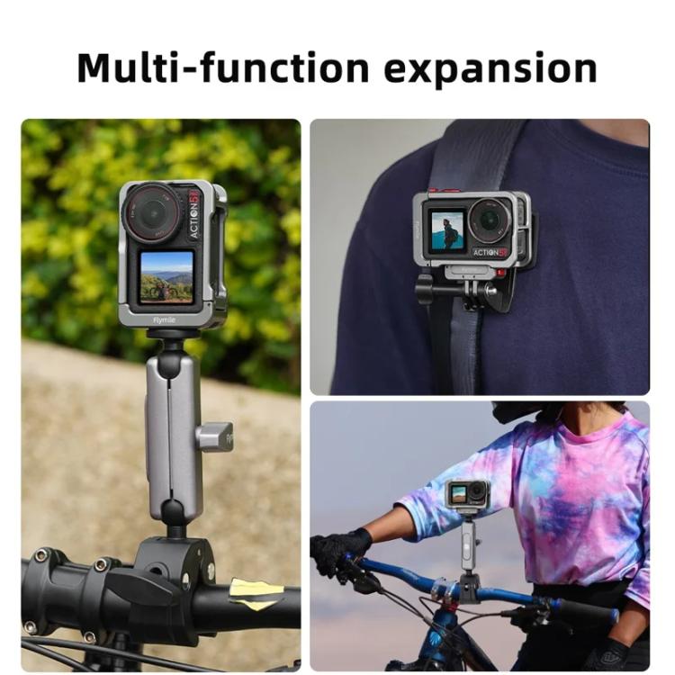 For DJI Osmo Action 5 Pro/4/3 Flymile Metal Protective Cage with Cold Shoe Mount(Metal Color) - Protection Frame by Flymile | Online Shopping UK | buy2fix