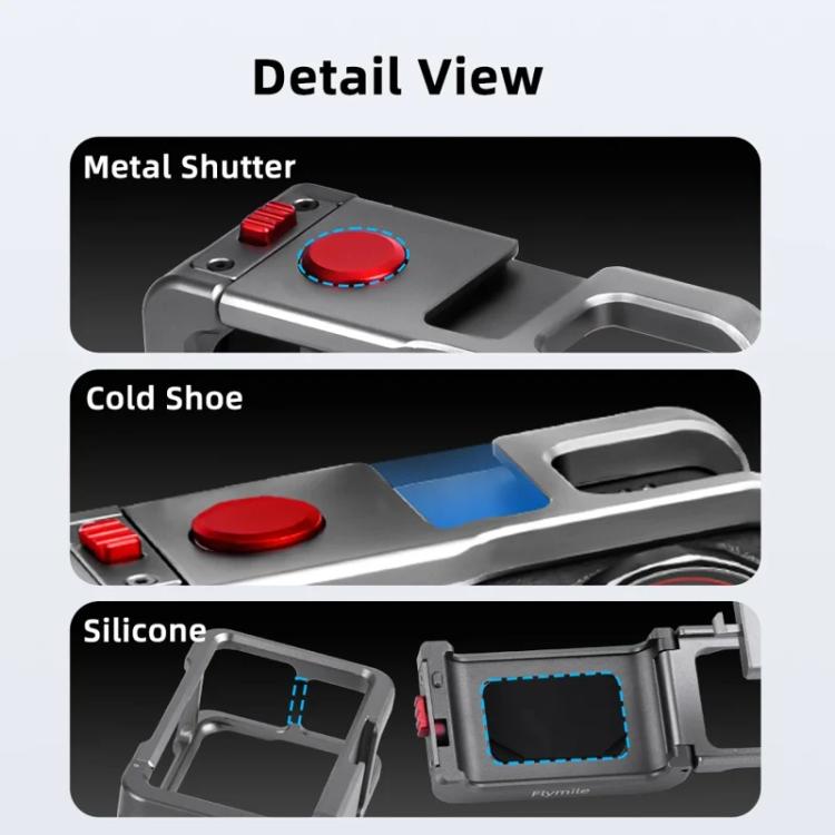 For DJI Osmo Action 5 Pro/4/3 Flymile Metal Protective Cage with Cold Shoe Mount(Metal Color) - Protection Frame by Flymile | Online Shopping UK | buy2fix