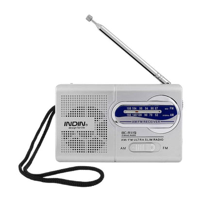 INDIN BC-R119 Portable AM/FM Radio for Seniors 530-1610KHz AM & 88-108MHz FM Lightweight Emergency Radio(Silver) - Radio Player by INDIN | Online Shopping UK | buy2fix