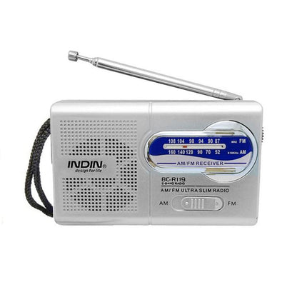 INDIN BC-R119 Portable AM/FM Radio for Seniors 530-1610KHz AM & 88-108MHz FM Lightweight Emergency Radio(Silver) - Radio Player by INDIN | Online Shopping UK | buy2fix