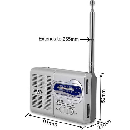 INDIN BC-R119 Portable AM/FM Radio for Seniors 530-1610KHz AM & 88-108MHz FM Lightweight Emergency Radio(Silver) - Radio Player by INDIN | Online Shopping UK | buy2fix