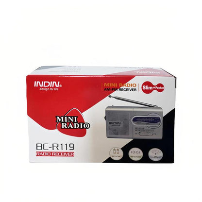 INDIN BC-R119 Portable AM/FM Radio for Seniors 530-1610KHz AM & 88-108MHz FM Lightweight Emergency Radio(Silver) - Radio Player by INDIN | Online Shopping UK | buy2fix
