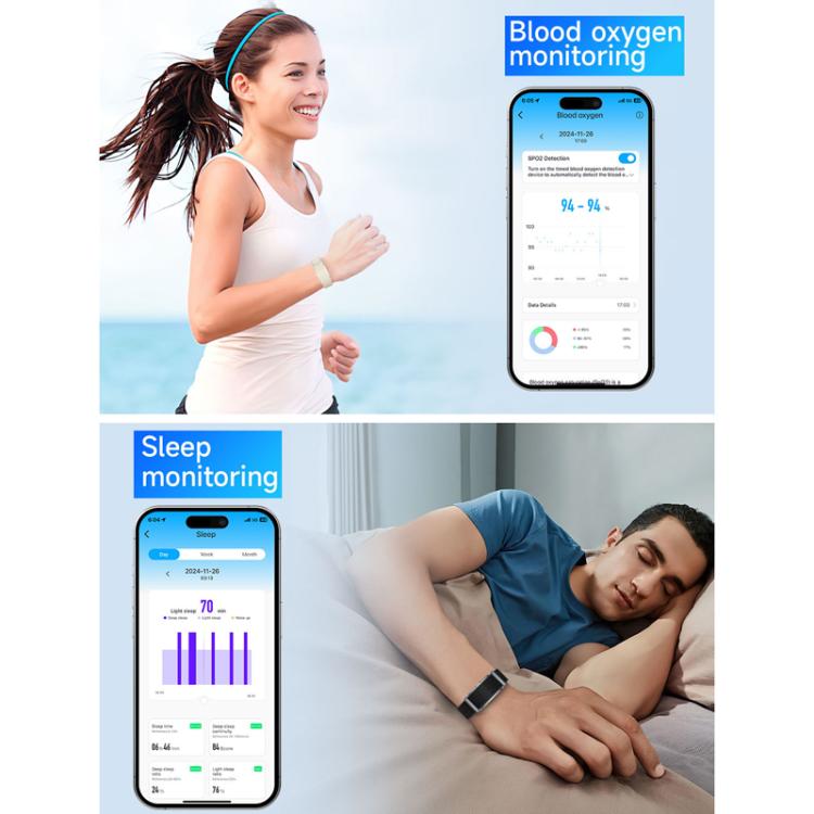 Dual PD Real-Time Heart Rate Blood Oxygen Real-Time Sleep Exercise Health Bracelet(White) - Smart Wristbands by buy2fix | Online Shopping UK | buy2fix