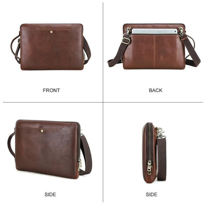 CONTACTS FAMILY 14.2 Inch Crazy Horse Leather Messenger Bag Vintage Crossbody Laptop Briefcase(Brown) - 14.1 inch by buy2fix | Online Shopping UK | buy2fix