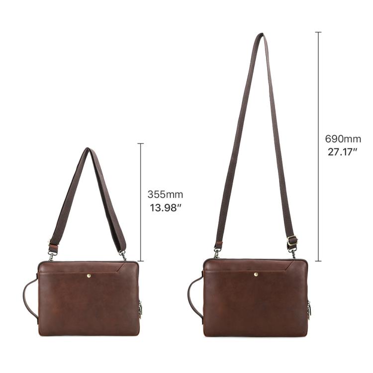 CONTACTS FAMILY 14.2 Inch Crazy Horse Leather Messenger Bag Vintage Crossbody Laptop Briefcase(Brown) - 14.1 inch by buy2fix | Online Shopping UK | buy2fix