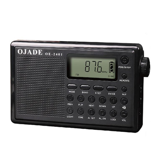 OJADE OE-2401 Full-Band Full-Channel Portable High Sensitivity Digital Display Bluetooth Stereo Radio(Black)