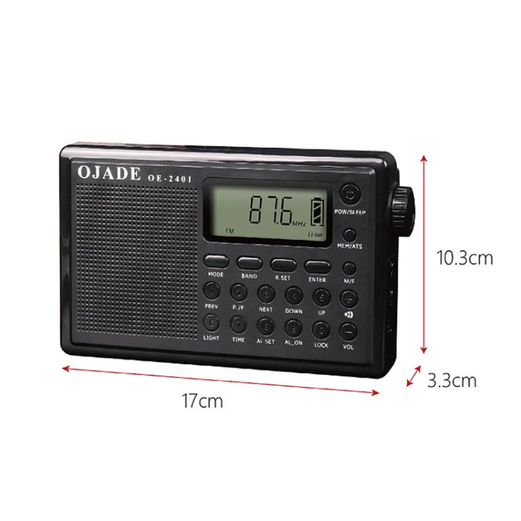OJADE OE-2401 Full-Band Full-Channel Portable High Sensitivity Digital Display Bluetooth Stereo Radio(Black) - Radio Player by OJADE | Online Shopping UK | buy2fix