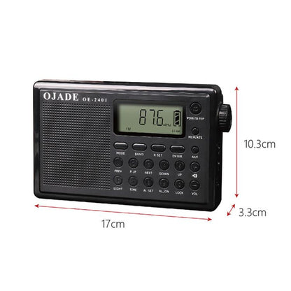 OJADE OE-2401 Full-Band Full-Channel Portable High Sensitivity Digital Display Bluetooth Stereo Radio(Black) - Radio Player by OJADE | Online Shopping UK | buy2fix