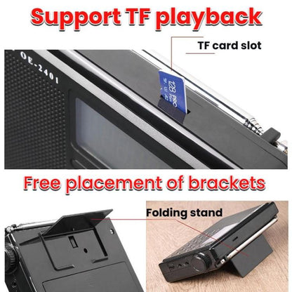 OJADE OE-2401 Full-Band Full-Channel Portable High Sensitivity Digital Display Bluetooth Stereo Radio(Black) - Radio Player by OJADE | Online Shopping UK | buy2fix