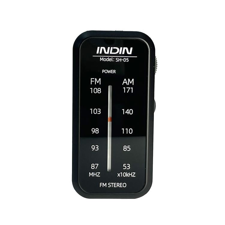 INDIN SH05 Mini Stereo AM/FM Radio With Earphone & Stainless Steel Clip(Black) - Radio Player by INDIN | Online Shopping UK | buy2fix