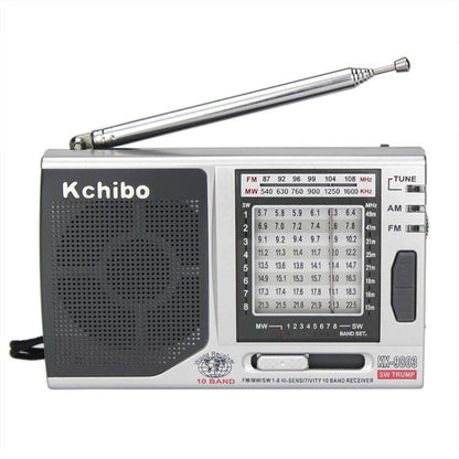 Kchibo 10-Band AM/FM/SW Portable Radio with High-Fidelity Speaker Compact Mini Multi-Band Receiver(Silver) - Radio Player by Kchibo | Online Shopping UK | buy2fix