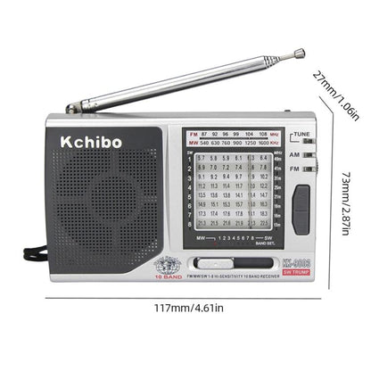 Kchibo 10-Band AM/FM/SW Portable Radio with High-Fidelity Speaker Compact Mini Multi-Band Receiver(Silver) - Radio Player by Kchibo | Online Shopping UK | buy2fix