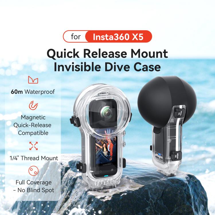 For Insta360 X5 AMagisn 60m/196ft Diving Case Quick-Release Full Invisible Waterproof Underwater Housing - Case & Bags by aMagisn | Online Shopping UK | buy2fix