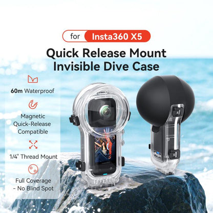 For Insta360 X5 AMagisn 60m/196ft Diving Case Quick-Release Full Invisible Waterproof Underwater Housing - Case & Bags by aMagisn | Online Shopping UK | buy2fix
