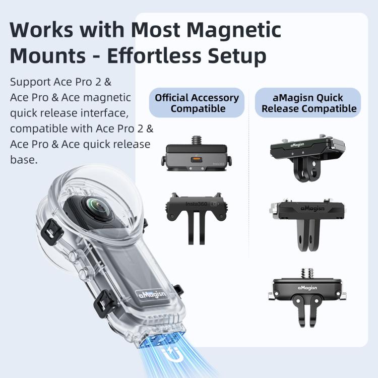 For Insta360 X5 AMagisn 60m/196ft Diving Case Quick-Release Full Invisible Waterproof Underwater Housing - Case & Bags by aMagisn | Online Shopping UK | buy2fix