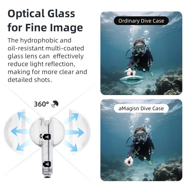 For Insta360 X5 AMagisn 60m/196ft Diving Case Quick-Release Full Invisible Waterproof Underwater Housing - Case & Bags by aMagisn | Online Shopping UK | buy2fix