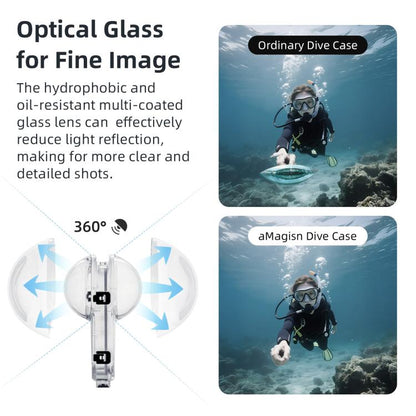 For Insta360 X5 AMagisn 60m/196ft Diving Case Quick-Release Full Invisible Waterproof Underwater Housing - Case & Bags by aMagisn | Online Shopping UK | buy2fix