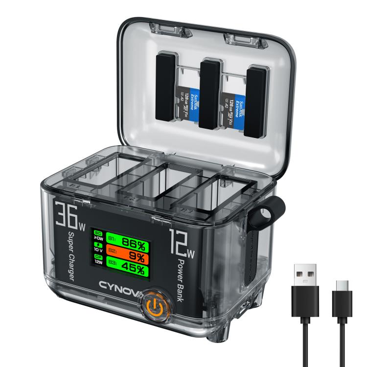 CYNOVA Fast Charging Hub for DJI Osmo 360/Action 5 Pro/4/3 With 1.14 inch TFT LCD Display(Translucent) - Cable & Charger by CYNOVA | Online Shopping UK | buy2fix