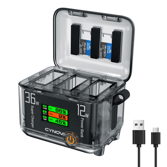 CYNOVA Fast Charging Hub for DJI Osmo 360/Action 5 Pro/4/3 With 1.14 inch TFT LCD Display(Translucent) - Cable & Charger by CYNOVA | Online Shopping UK | buy2fix